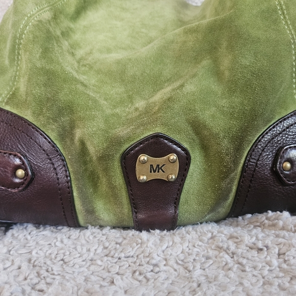 RARE MICHAEL KORS 2008 Grp een Suede Brown Leather XL Hobo bag Vintage purse - Picture 11 of 16